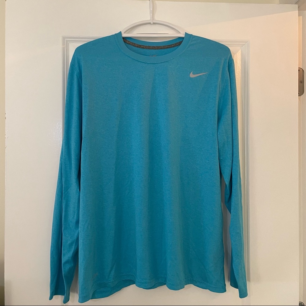 Nike Men’s Dri-Fit Long Sleeve Running Crew Neck T-Shirt, Size L, Blue